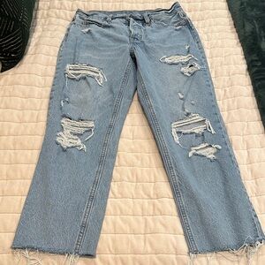 Old Navy Sky High Straight Ankle Distressed Blue Women's Jeans